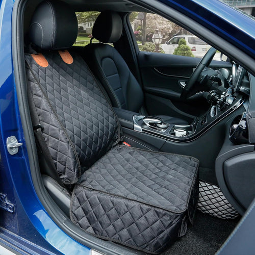 2 pack pet car seat cover for front seat, captain chair seat cover | waterproof pet seat protector, full protection with side flaps, non-slip, large front storage pocket, fits cars/trucks/SUVs - view 2