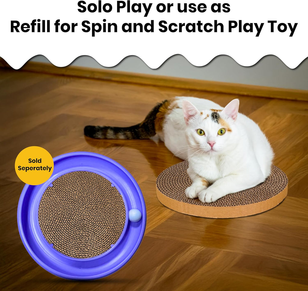 Scratch and spin cat scratcher replacement pads for active play, natural recycled corrugated cardboard, supports pet behaviors, relieves stress - 5 count - view 7