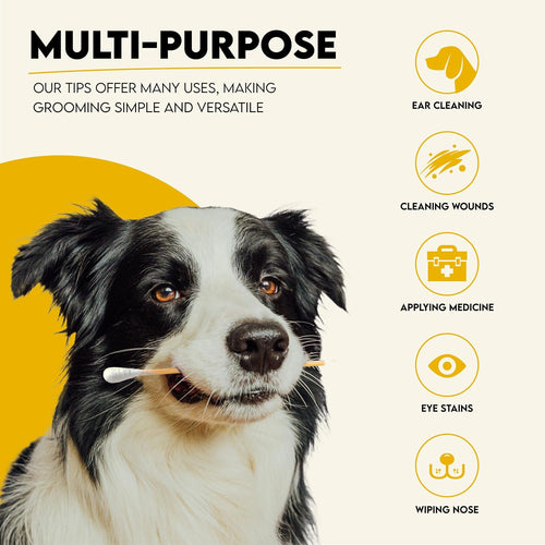 6-Inch Long Cotton Tips for Cleaning Dogs' Ears | Extra-Long Cotton Swabs for Dog Ear Cleaning | Eco-Friendly Dog Ear Swabs & Pads | Organic Bamboo & Cotton | 100-Pack - view 2