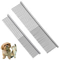 2PCS 6.4"&7.5" Stainless Steel Pet Deshedding Brush & Grooming Comb | Rustproof Stainless Steel, Remove Loose Fur & Tangles, Gentle on Skin, For Dogs Cats All Hair Types, Easy Clean Grooming Tool