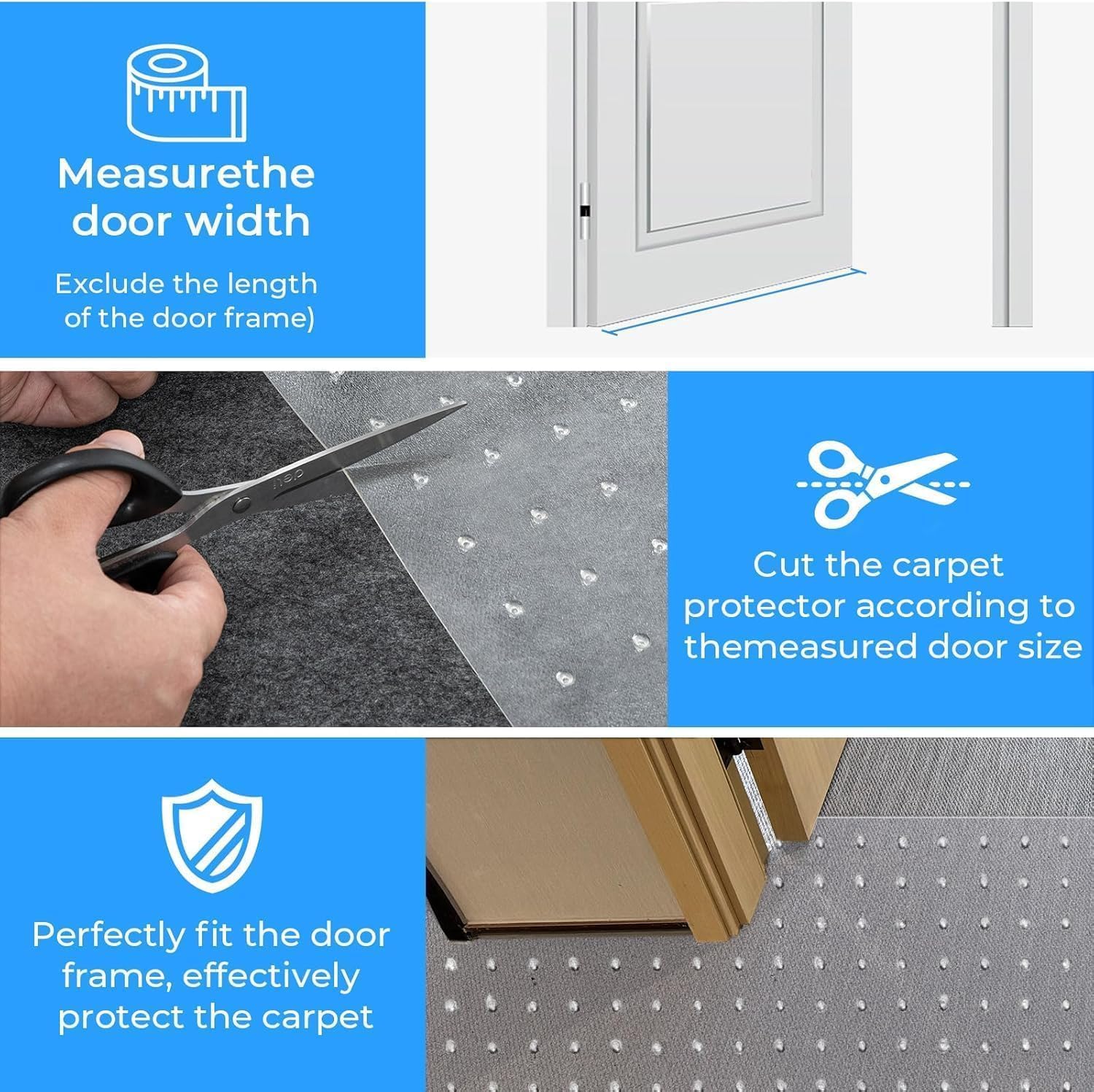 Pet Carpet Protector for Doorways - 14.9”x43.3” Clear Heavy-Duty PVC Scratch Guard | Waterproof, Non-Toxic, Cut-to-Fit Runner for Dogs & Cats (Stops Scratching, Stains) (Clear, 1 PC) - view 4