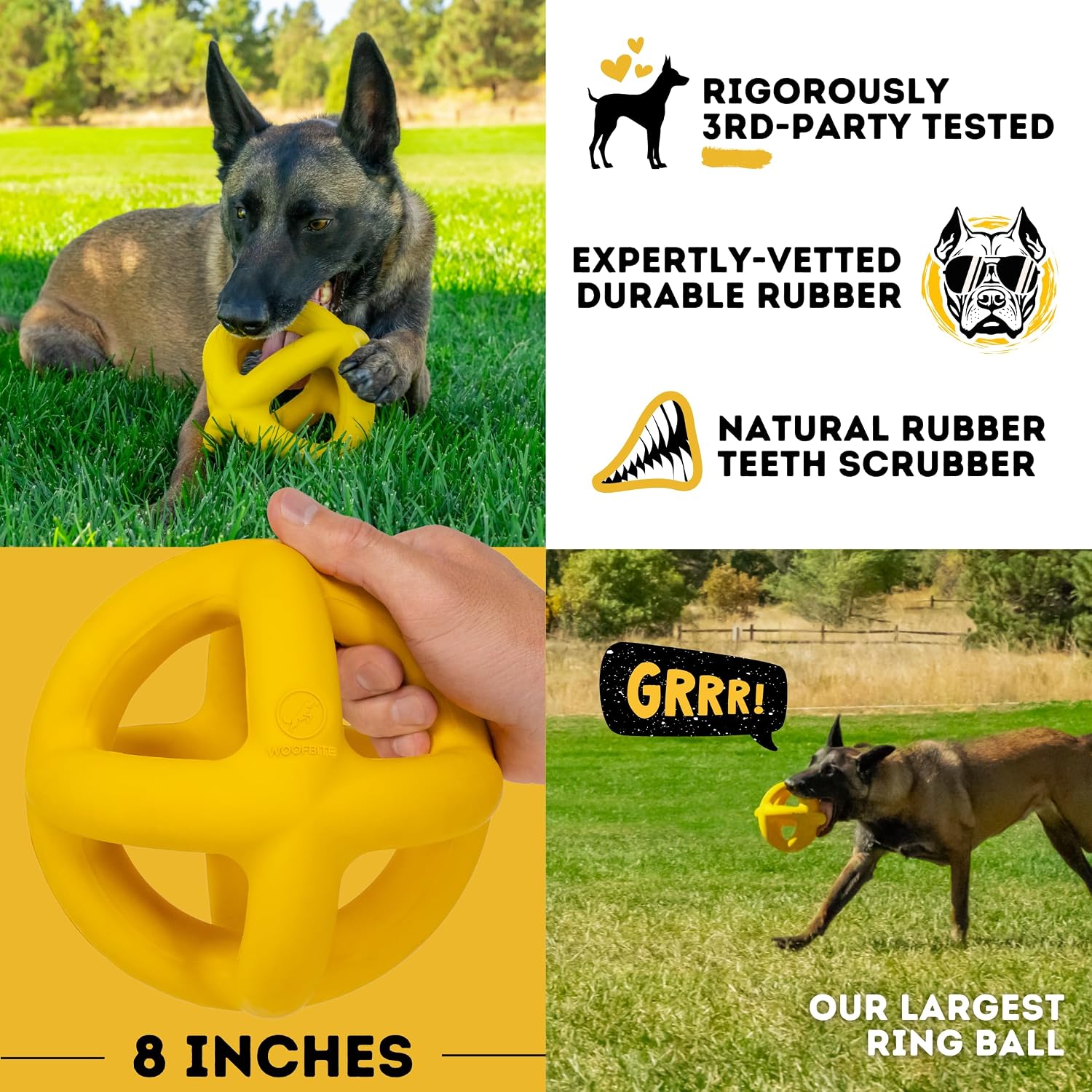 Indestructible Giant XL Dog Ball - Lifetime Replacement - Durable Toy for Aggressive Chewers - Safe, Non-Toxic Natural Rubber - Chew, Tug & Fetch - Tough, Heavy Duty - Large Breed, Massive 8” - view 5