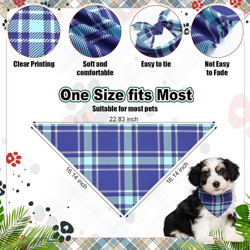 180 Pcs Plaid Dog Bandanas Bulk, Plaid Colorful Triangle Dog Scarf Bibs Adjustable Pet Kerchiefs for Medium Large Dogs Cats, Spring Summer Grooming Costume Party Accessories Decor - view 2