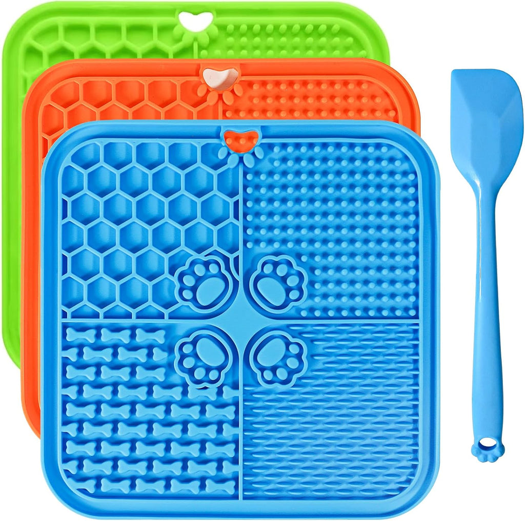 Lick Mat for Dogs, Slow Feeder with Suction Cups for Dog Anxiety Relief | Dog Lick Mat and Pet Food Mats, Pet Enrichment Toys for Bathing Station and Cat Grooming Blue & Orange - view 8