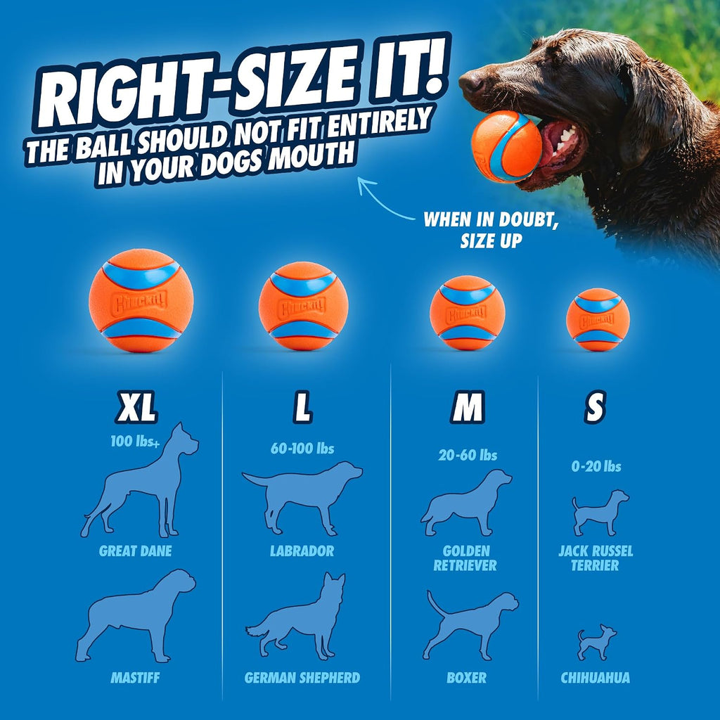 Dog balls - interactive dog toys, high-bounce fetch ball, ultra and rugged balls, durable - size medium, 2.5-inch diameter, set of 3 | durable trio includes floating ultra and rugged styles, keeps active pups chasing, retrieving and playing outdoors - view 4