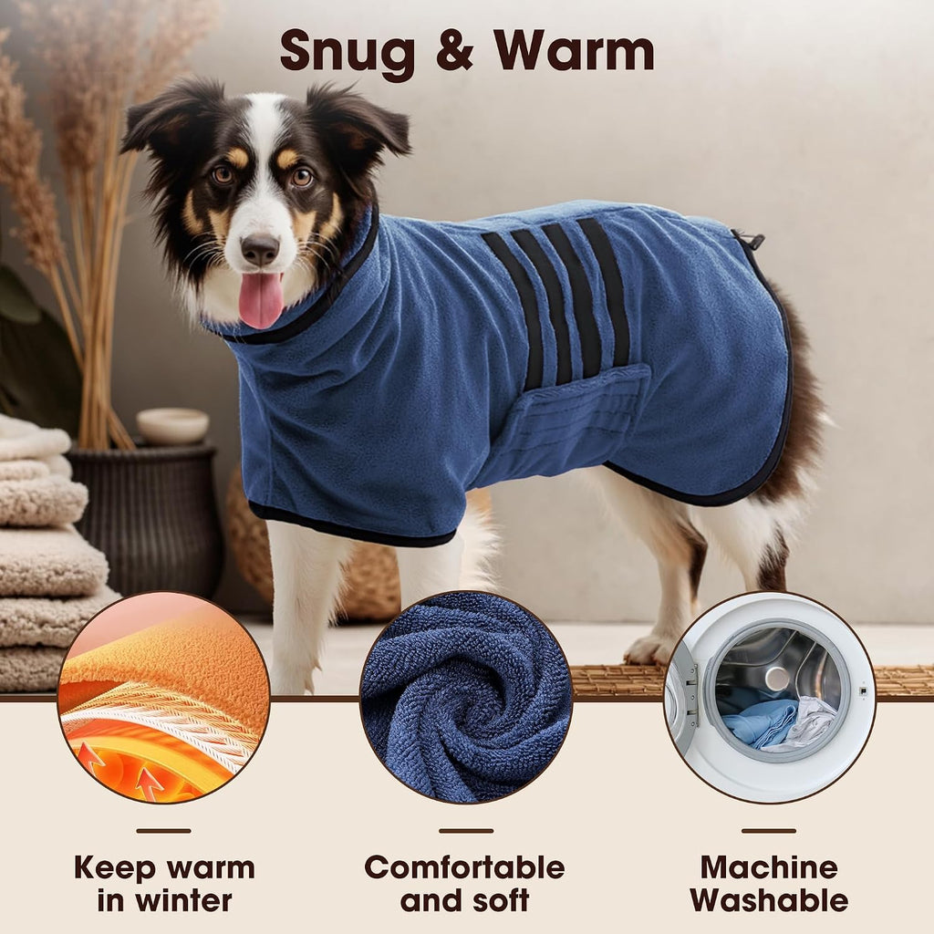 Microfiber dog bathrobe, super absorbent dog drying coat | fast drying towel wrap, adjustable bath robe for small, medium & large dogs - view 3