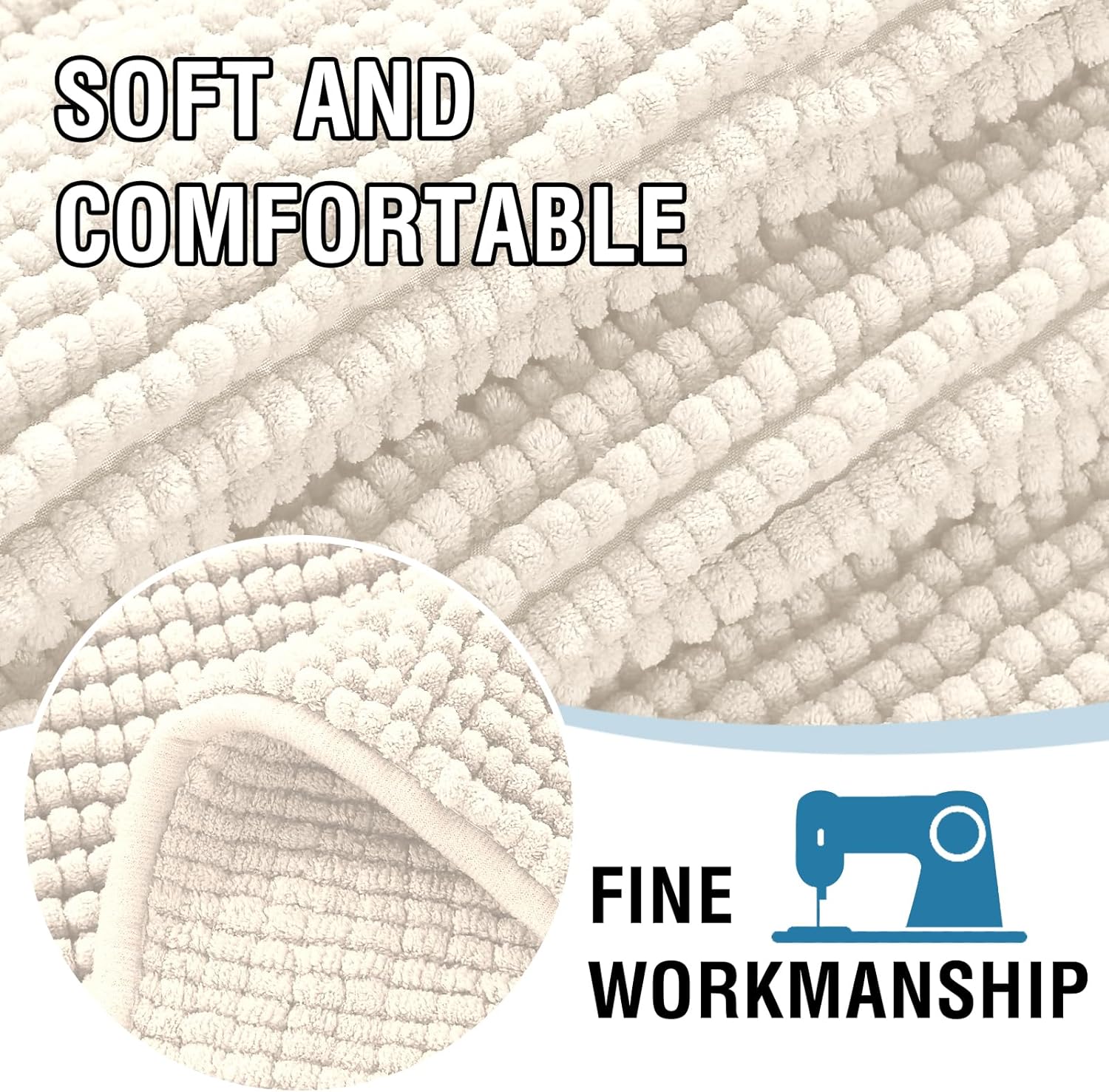 Plush Chenille Dog Bed Cover Thick Soft Sofa Cover for 3 Cushion Couch Anti Slip Couch Cover Furniture Protector for Dog, Pet, Cat (35" x 82", Ivory) - view 4
