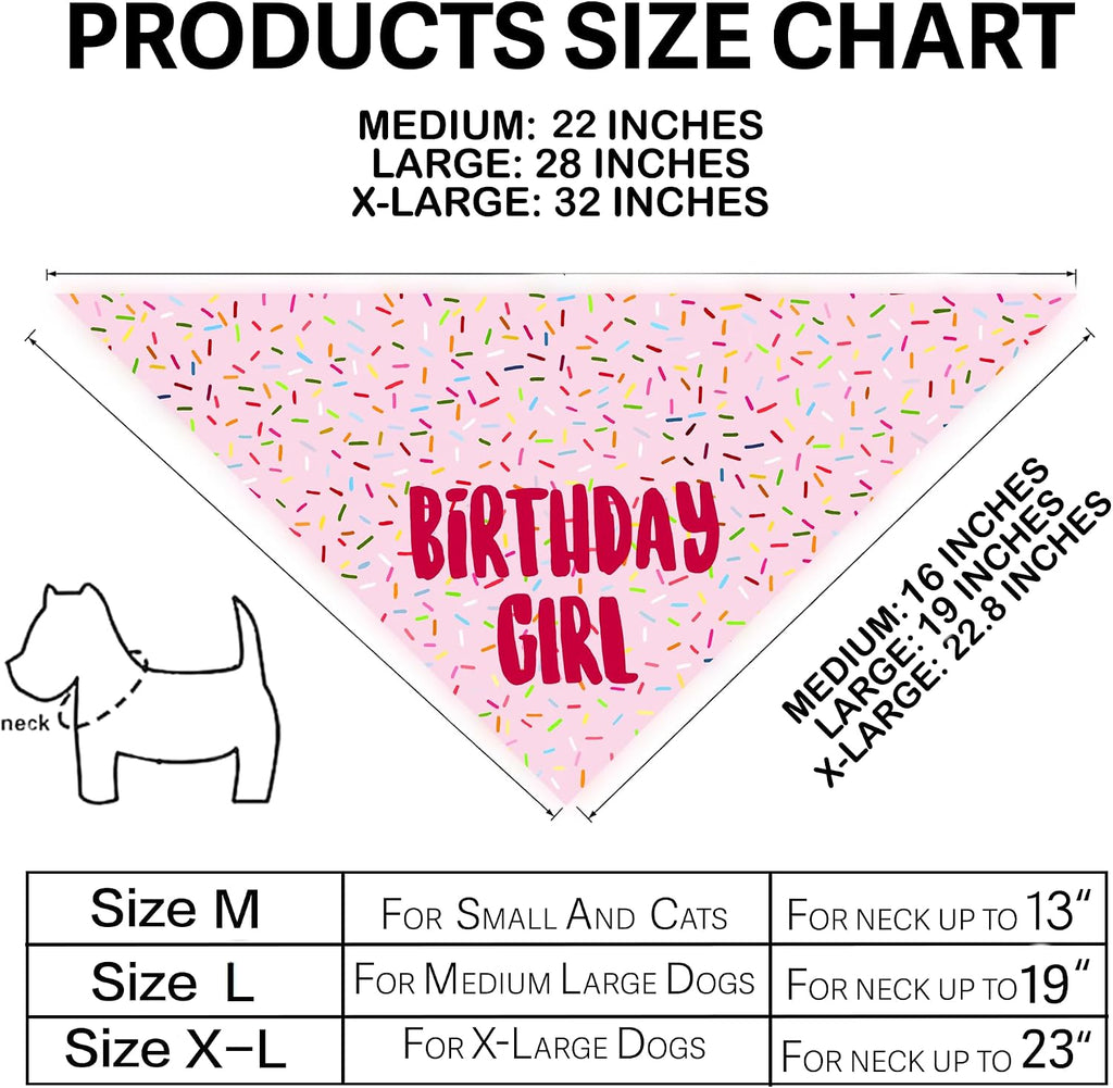 Birthday Girl Dog Bandanas 1 Pack, Pink Dog Scarfs for Girl, HBD Pet Scarves for Birthday Party Decoration for Large and Extra Large Dogs (Pink, X-Large) - view 7