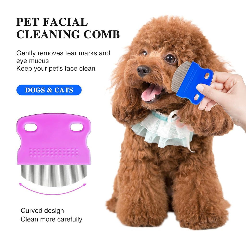 2 Pack Professional Eye Comb For Pets,Stainless Steel Tear Stain Remover,Flea Lice Comb,For Cats & Dogs,Gentle Round-Head Grooming Tool,Precisely Removes Stains, Dirt And Debris From The Eye Area - view 5
