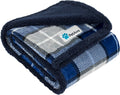 Dog Blanket for Small Medium Dogs and Cats, Soft Sherpa Fleece Pet Blanket Throw Puppies Kittens, Reversible Plush Couch Cover Protector Sofa Bed Crate, Machine Washable, 60x40, Plaid Navy Blue