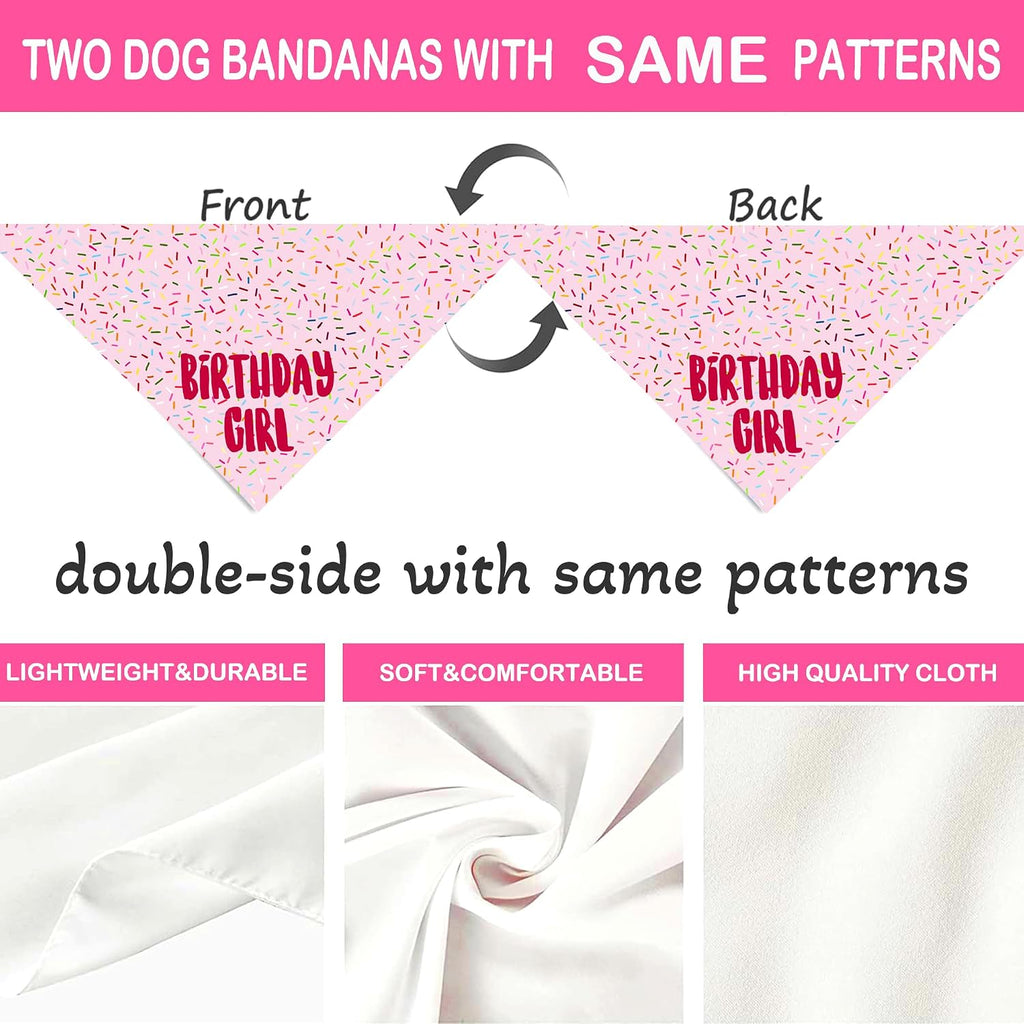 Birthday Girl Dog Bandanas 1 Pack, Pink Dog Scarfs for Girl, HBD Pet Scarves for Birthday Party Decoration for Large and Extra Large Dogs (Pink, X-Large) - view 4