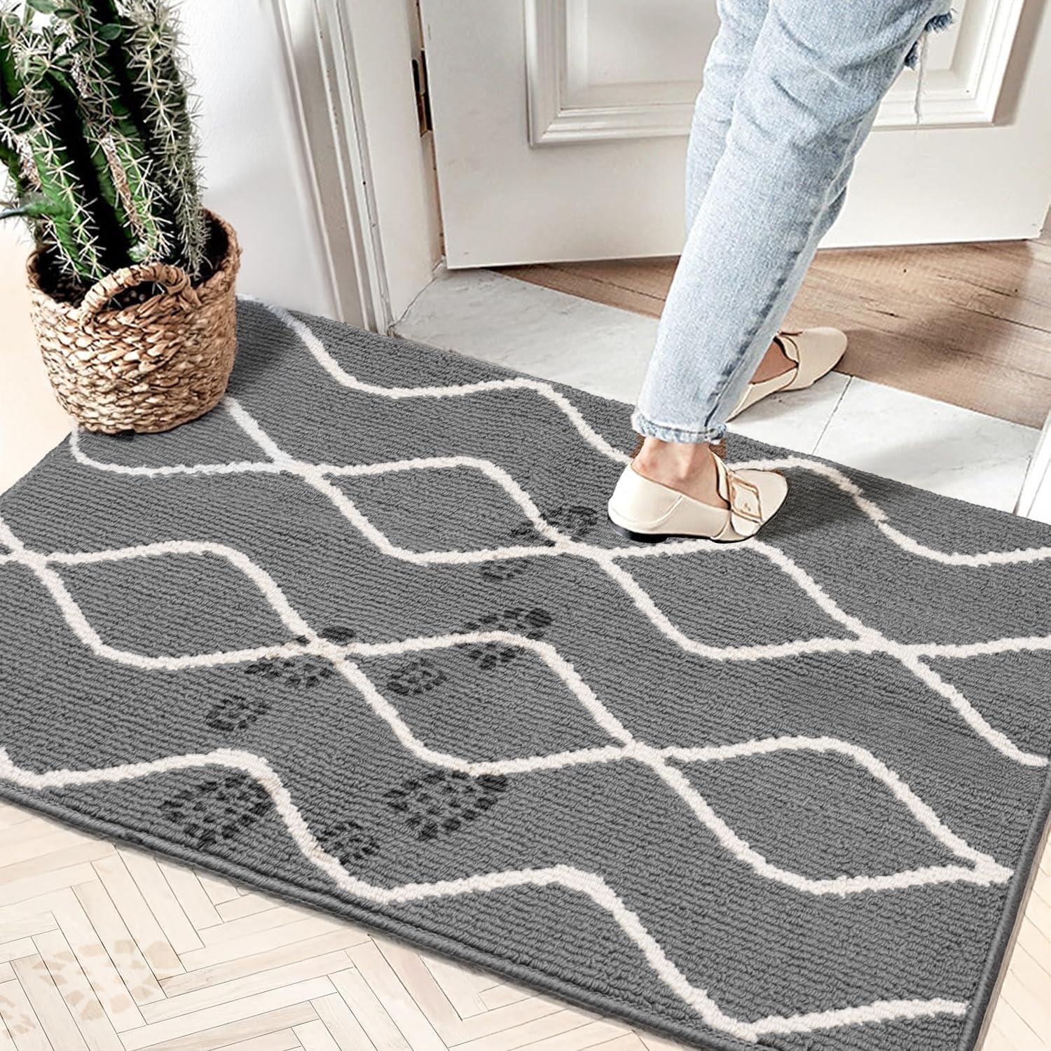 Muddy Mats for Dogs Rugs Muddy Paws Door Mat for Indoor-32 x20 Grey | muddy mats for dogs,muddy mats for indoor,muddy paws door mat,pet floor mat,rug that grabs mud,mud room rug,rugs for camper - view 3