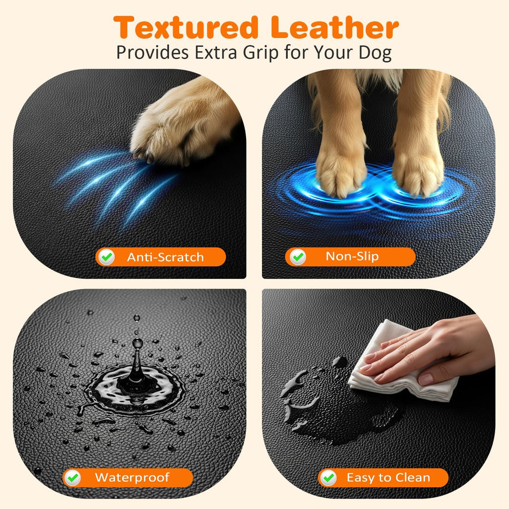 Hard Bottom Dog Car Seat Cover for Back Seat, Waterproof Hammock | 400 lbs Support, 45% More Space, PU Leather, Waterproof, Scratch Resistant, Non-Slip, Mesh Window, Dog Seat Belt Included - view 3