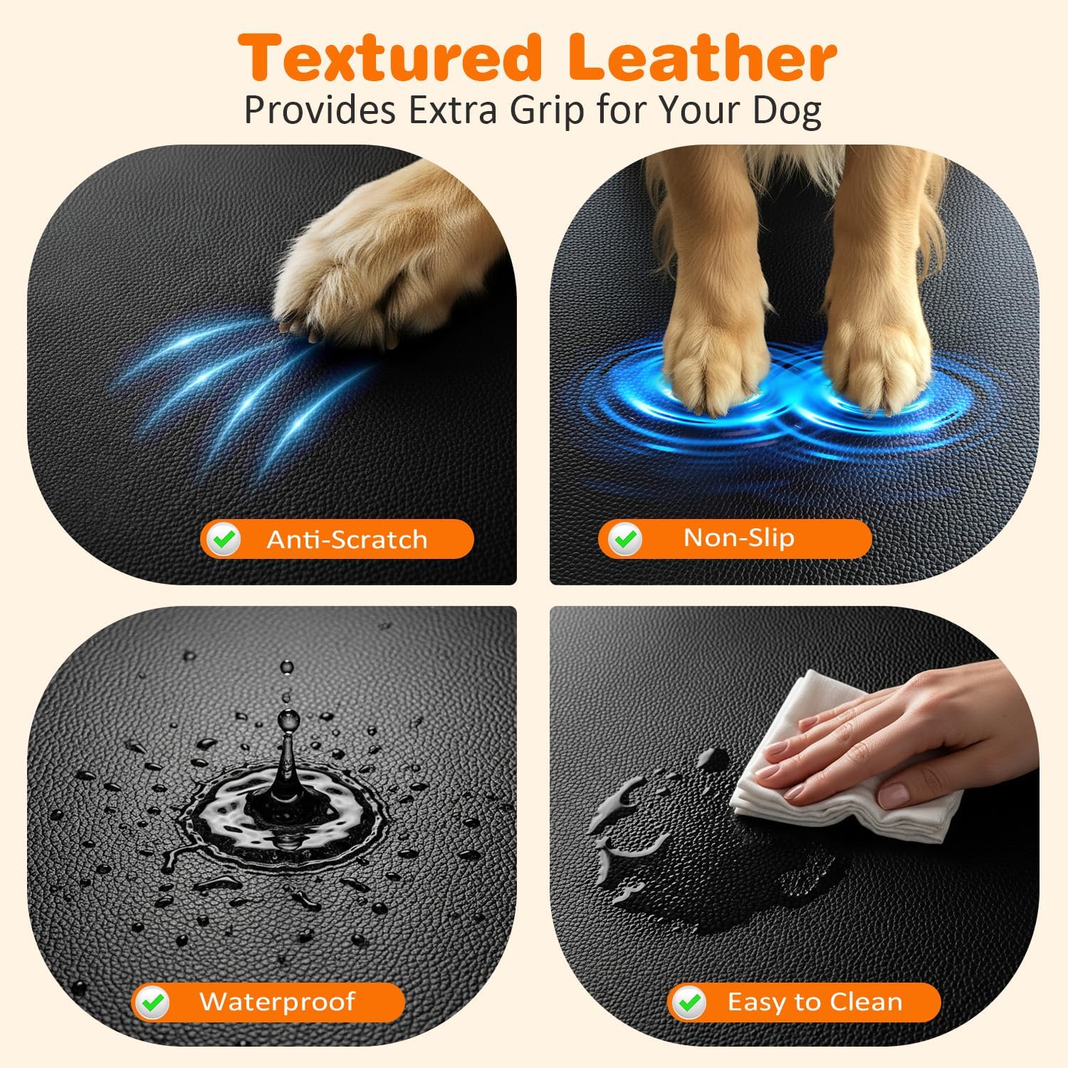 Hard Bottom Dog Car Seat Cover for Back Seat, Waterproof Hammock | 400 lbs Support, 45% More Space, PU Leather, Waterproof, Scratch Resistant, Non-Slip, Mesh Window, Dog Seat Belt Included - view 3