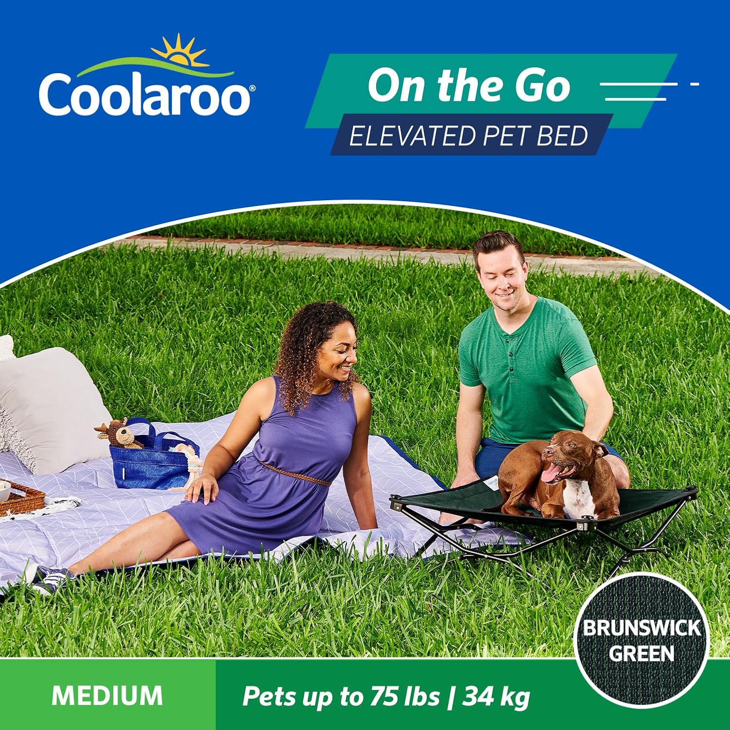 On-The-Go Elevated Dog Bed - Foldable Pop-Up Travel Dog Bed with Breathable, Moisture-Resistant Fabric, Carry Bag Included, Lightweight & Portable, Brunswick Green, Medium - view 4