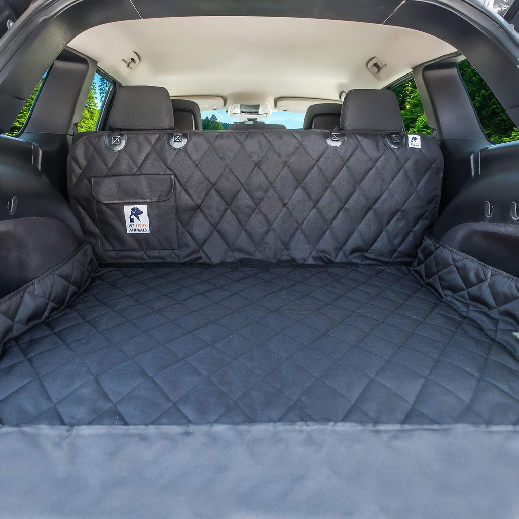 SUV cargo liner for dogs, dog car seat cover for back seat, nonslip trunk mat, waterproof car seat protector for dogs, durable cargo cover with bumper flap, dog accessories, easy to install & clean - view 2