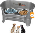 Express Mess Proof Dog Bowls Elevated for Medium to Large Sized Breed, No Spill Raised Dog Food Bowl Stand, Stainless Steel Food and Water Bowl Set, Pet Dish Feeding Station, Grey