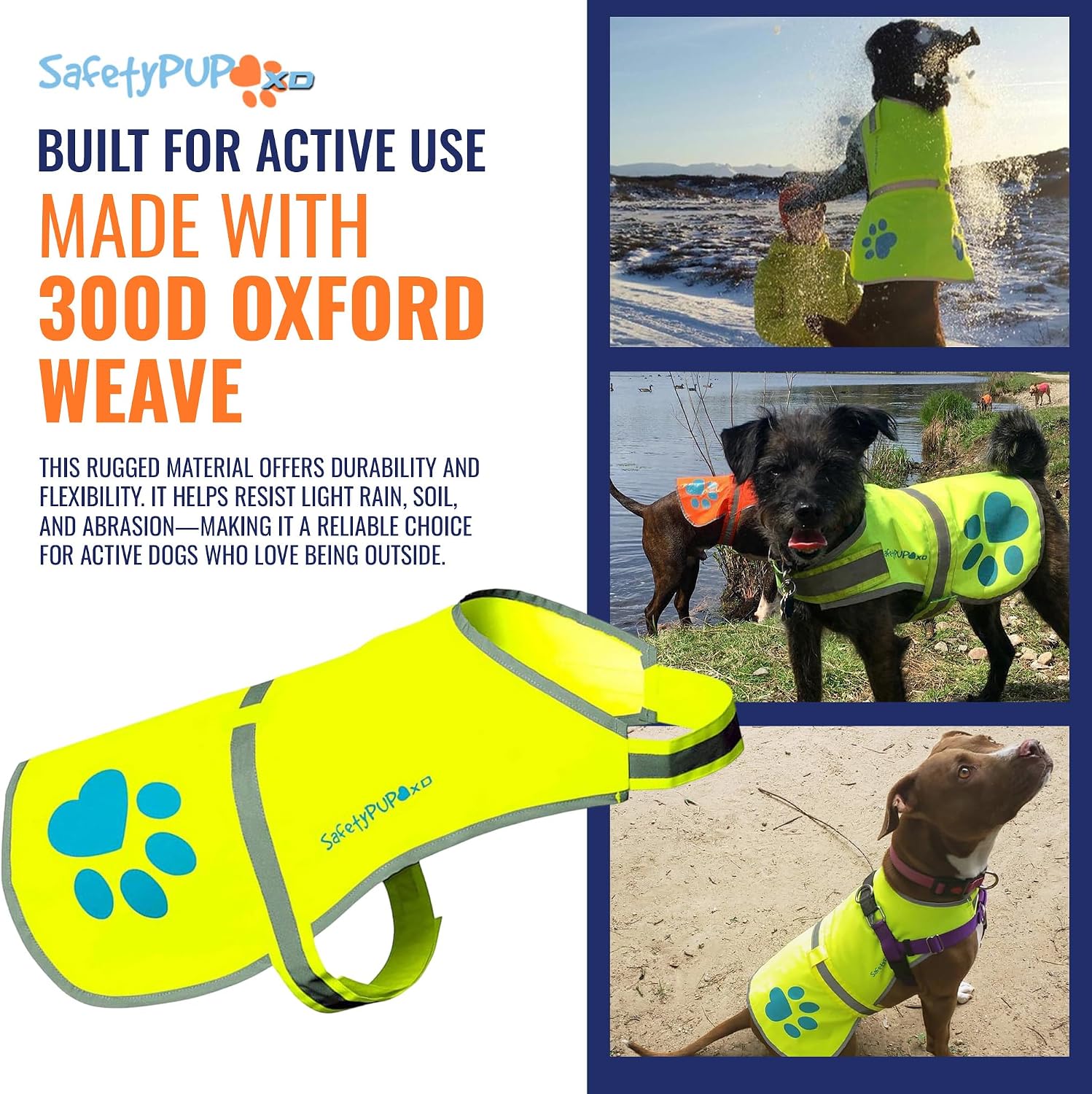 Reflective dog vest, hi vis safety gear for low-light morning & night walks | dog safety vest brings peace of mind. Waterproof, fluorescent visibility jacket protects your pet on trails & near traffic - view 6