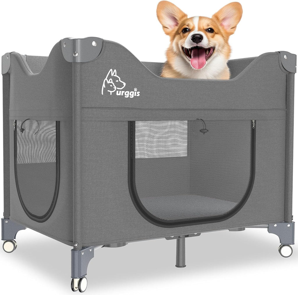 Bedside Dog Lounge Bed, Fordable Bunk Beds Attachment to Human Bed | Raised Dog Lounge Bed for Small Medium Cats & Dogs, Elevated Bedside Co-sleeper Dog Cot with Wheels, Pet Window Perch, Black - view 8