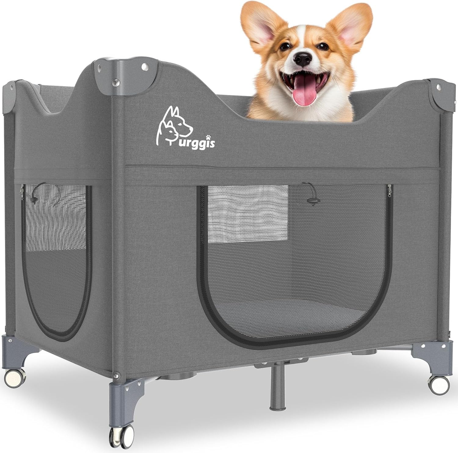 Bedside Dog Lounge Bed, Fordable Bunk Beds Attachment to Human Bed | Raised Dog Lounge Bed for Small Medium Cats & Dogs, Elevated Bedside Co-sleeper Dog Cot with Wheels, Pet Window Perch, Black - view 8