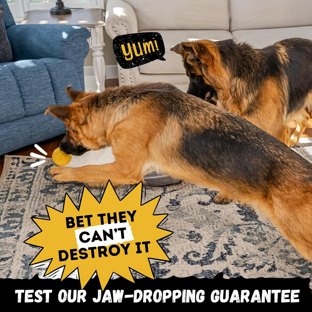 Super durable dog ball - tough, strong chew & fetch toy for power, extreme, aggressive chewers - heavy duty natural rubber - medium/large dogs - view 3