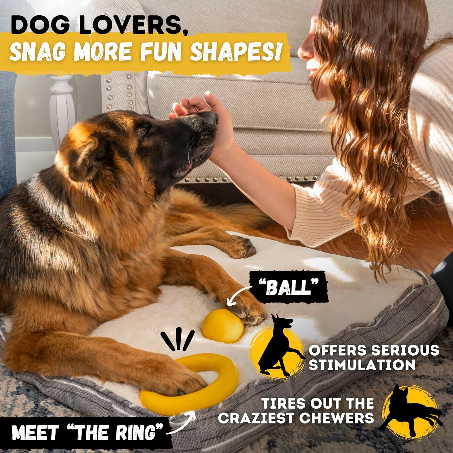 Indestructible dog ball - lifetime replacement - durable dog toy for aggressive chewers - safe, non-toxic natural rubber - chew, tug & fetch - tough, heavy duty chew toy - 4" (softball size) - view 8