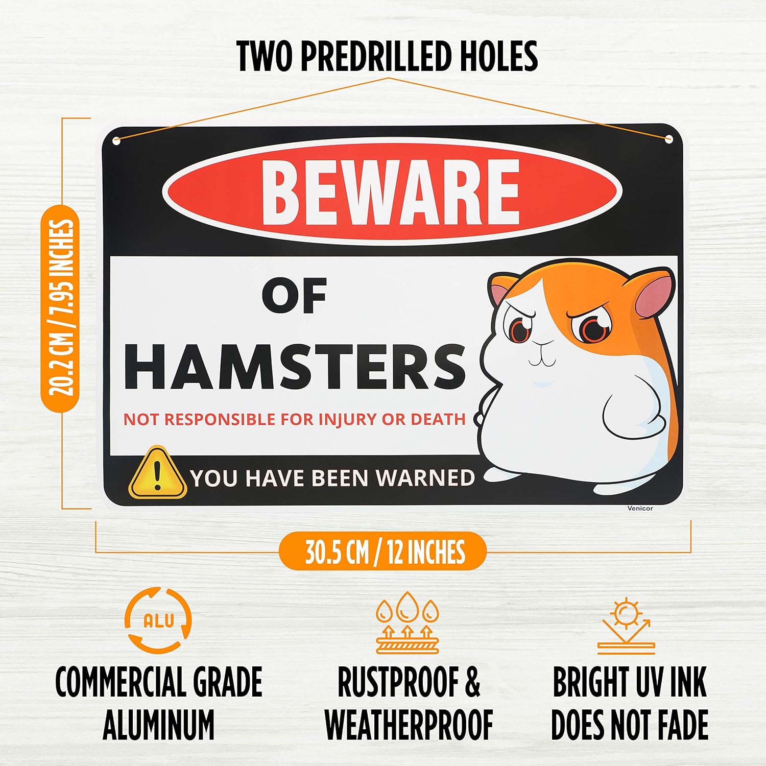 Hamster Sign Decor - 8 x 12 Inches - Aluminum - Hamster Cage Accessories - Hamster Gifts Things Toys Clothes Stickers Stuff - view 2