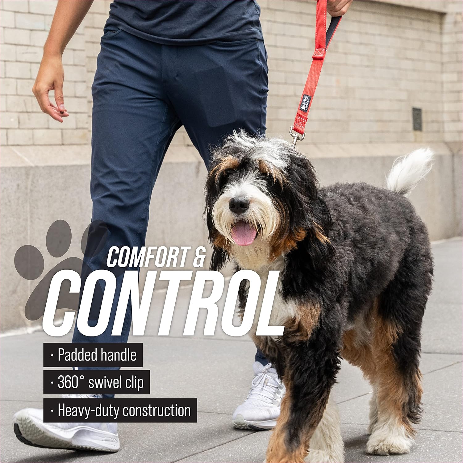 Traffic Handler - Short Dog Leash with Traffic Handle for Large Dogs - Great for Double Dog Couplers, Service Dogs, and Training (12 in, Red) - view 4