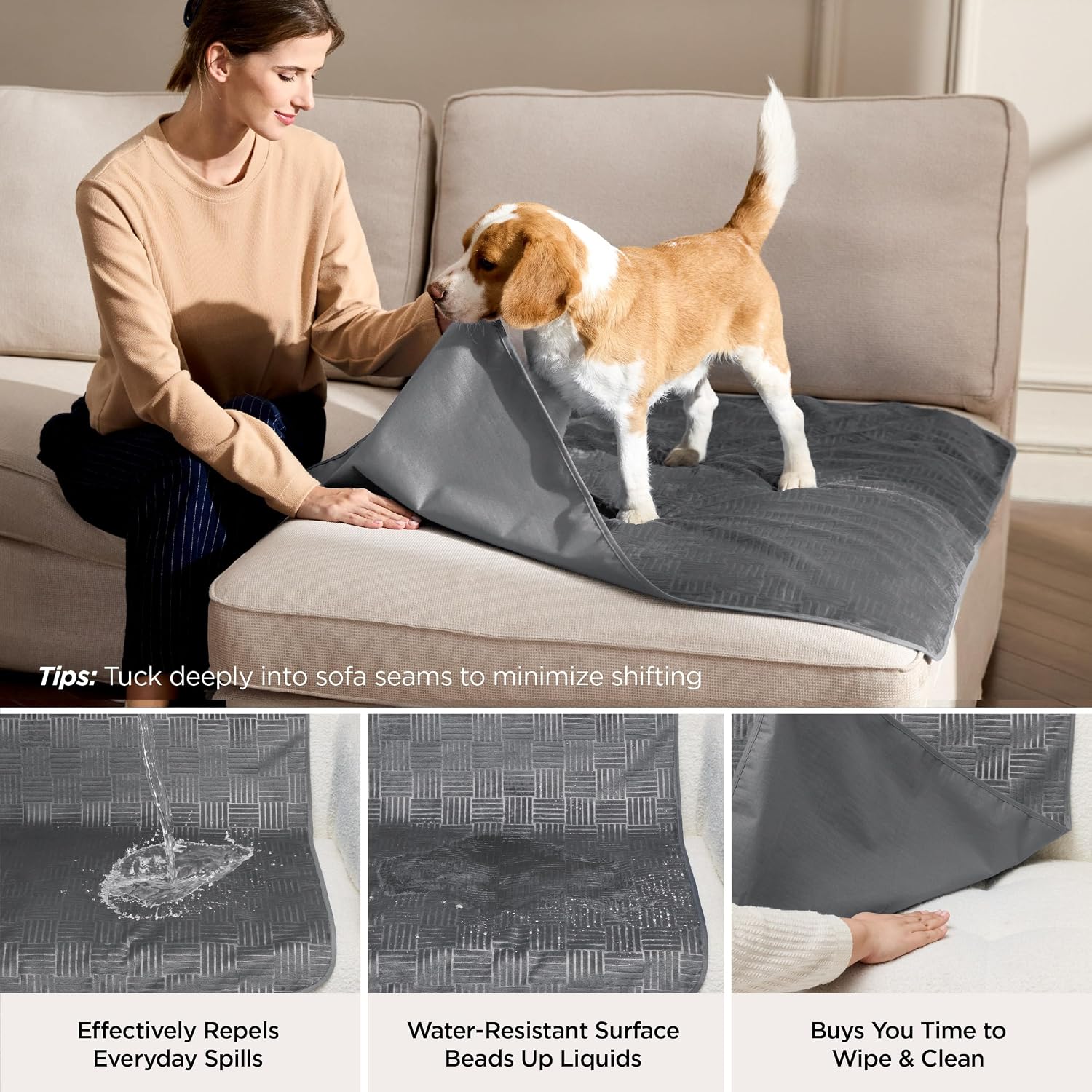 Waterproof Couch Cover for Sofa and Dogs Quick Drying, 52x82IN | Waterproof Blanket Washable for Large Dogs Couch Sofa Bed Cozy, Lightweight Furniture Protector for Pet Cat, Ash Grey - view 2