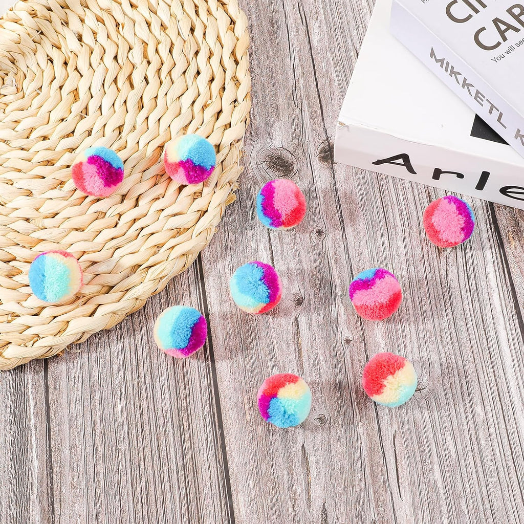 30 Pcs Soft Plush Cat Ball 1.2-inch Rainbow Cat Toy Balls Fuzzy Kitty Balls Kitten Puff Balls Colorful Cat Pom Pom Balls for Cat Kitten Pet Playing Exercising - view 5