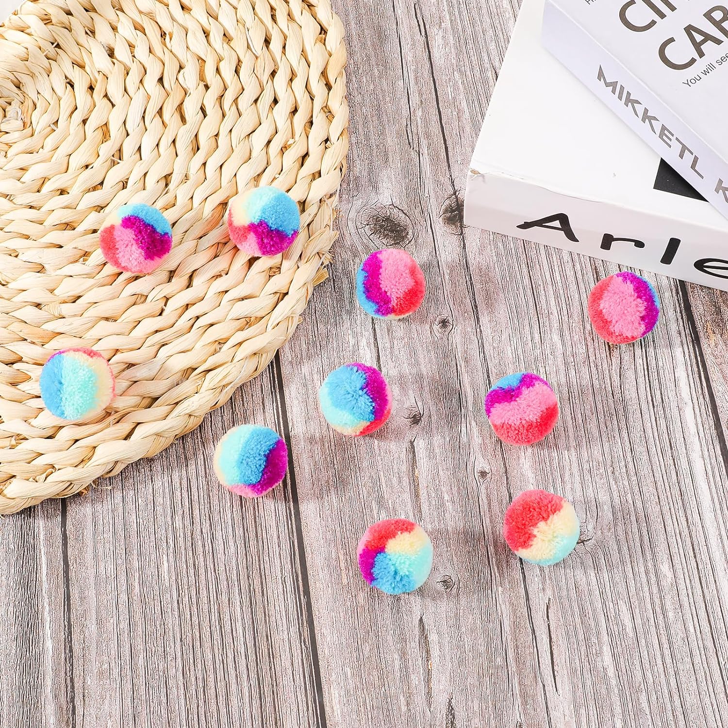 30 Pcs Soft Plush Cat Ball 1.2-inch Rainbow Cat Toy Balls Fuzzy Kitty Balls Kitten Puff Balls Colorful Cat Pom Pom Balls for Cat Kitten Pet Playing Exercising - view 5