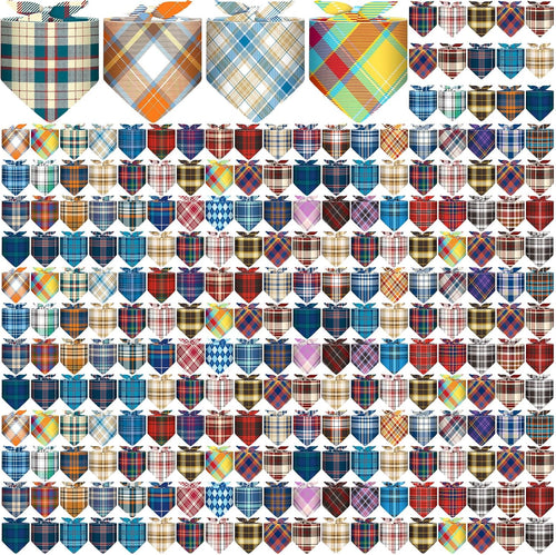 180 Pcs Plaid Dog Bandanas Bulk, Plaid Colorful Triangle Dog Scarf Bibs Adjustable Pet Kerchiefs for Medium Large Dogs Cats, Spring Summer Grooming Costume Party Accessories Decor