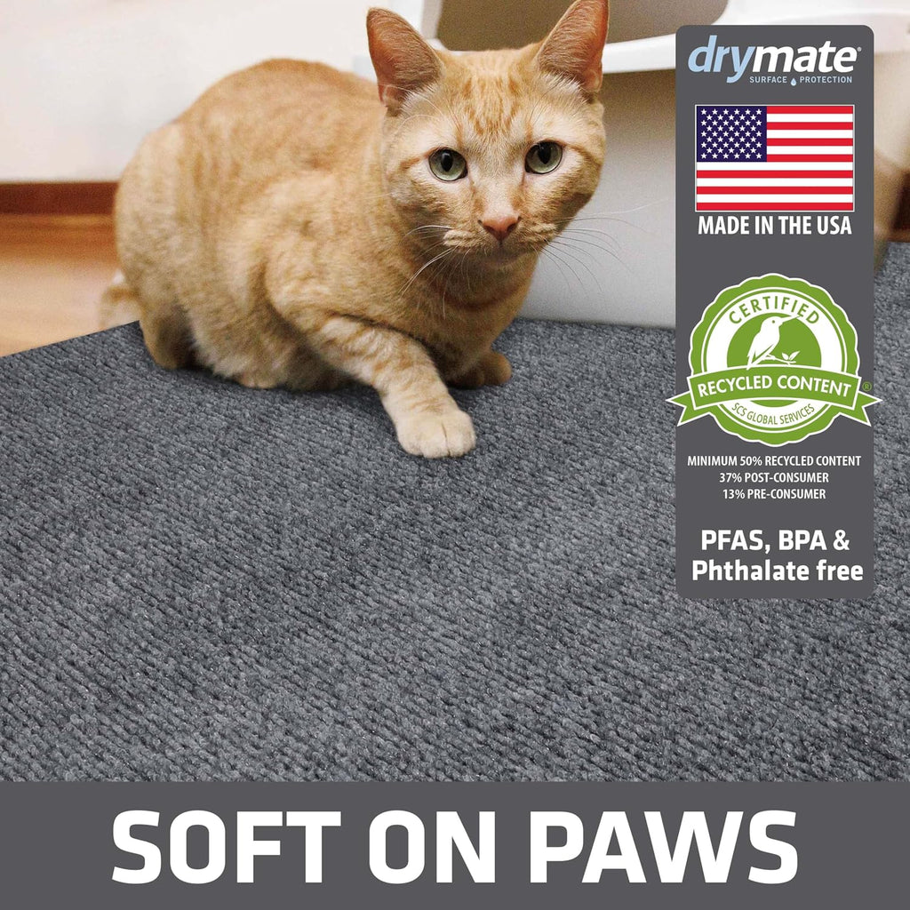 Cat litter box mat, litter trapping mat, grey, 36x47 jumbo XXL | waterproof, urine-proof, absorbent, machine washable, soft on paws, contains mess, protects floors, kitten supplies, USA made - view 3