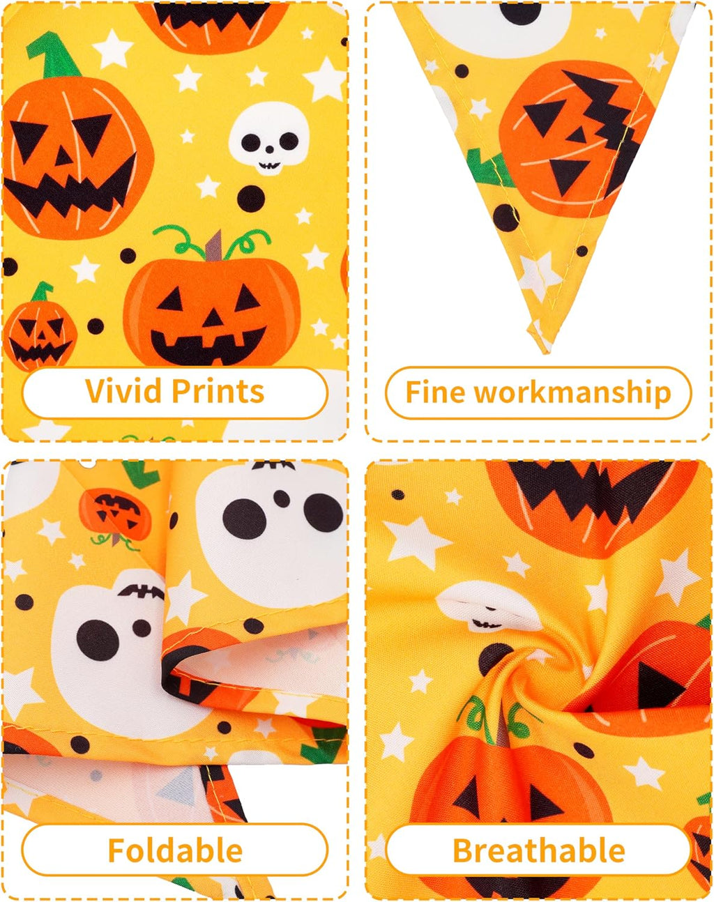 50 Pack Halloween Dog Bandanas Bulk for Large Dogs | Washable triangle bibs scarves,polyester,for medium pets,holiday birthday party grooming accessories - view 4