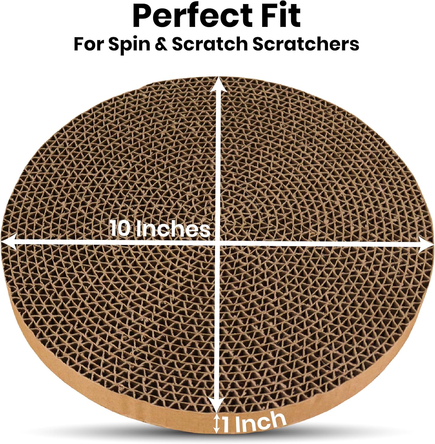 Scratch and spin cat scratcher replacement pads for active play, natural recycled corrugated cardboard, supports pet behaviors, relieves stress - 5 count - view 2