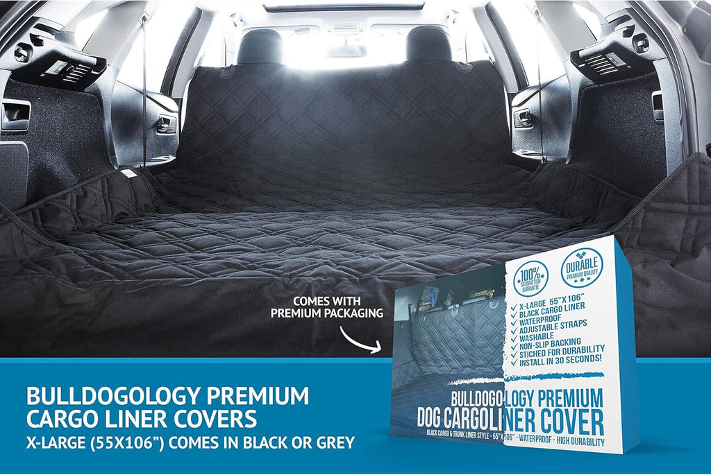 SUV cargo liner for dogs 55"x106" heavy duty pet trunk cargo cover - dog car seat cover waterproof nonslip - dog hair, muddy paws, scratches cover protector for cars vans (X-large, black) - view 8