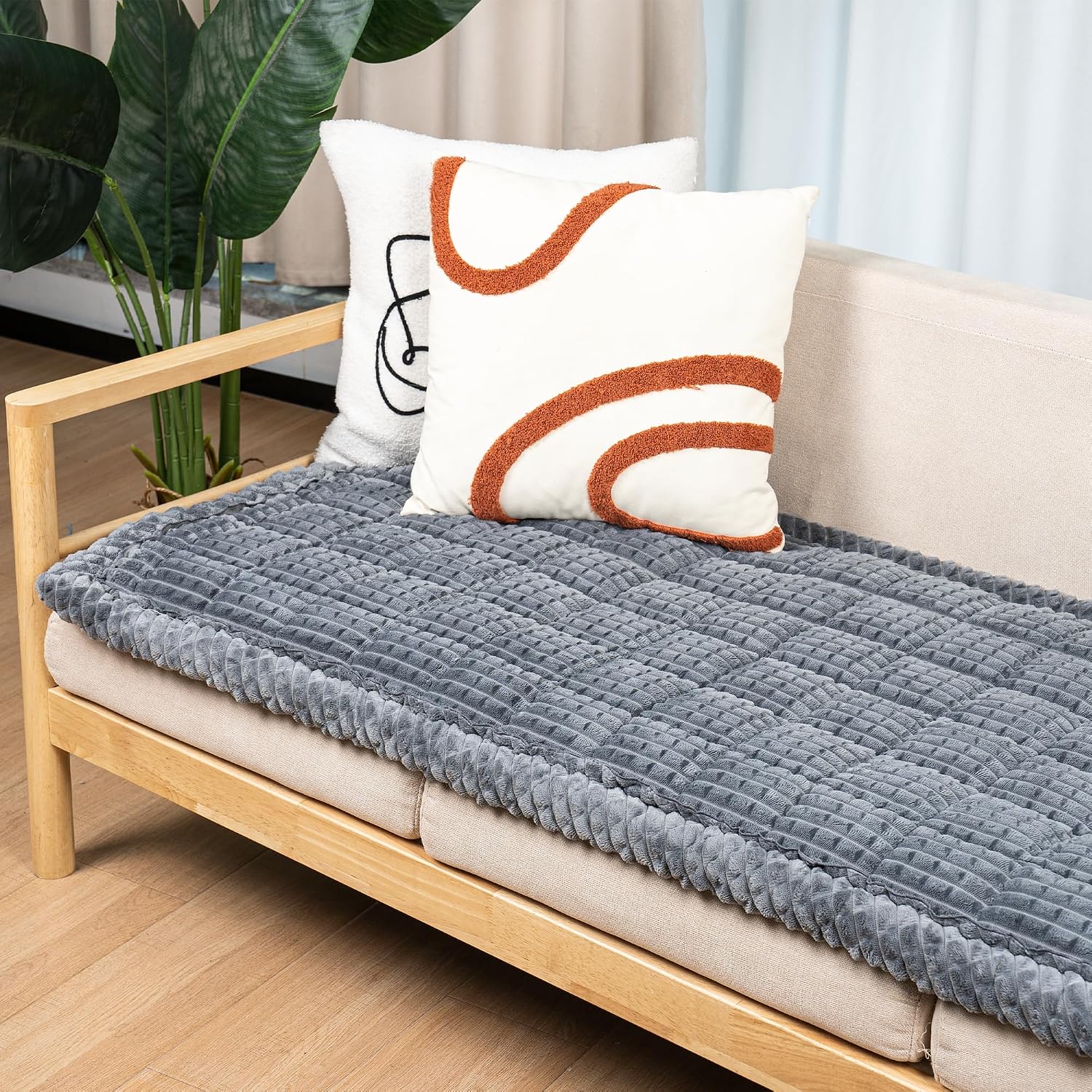 Dog couch cover protector, non slip dog mat grey-59 | non-slip washable dog couch protector blanket, thick soft mat shields sofa from stains & scratches, furniture cover for dogs