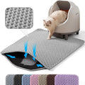 Cat litter mat, double layer honeycomb litter box mat | 24x18", efficient litter trapping, easy to clean, waterproof, non-slip, soft on paws, scratch resistant, gray, large