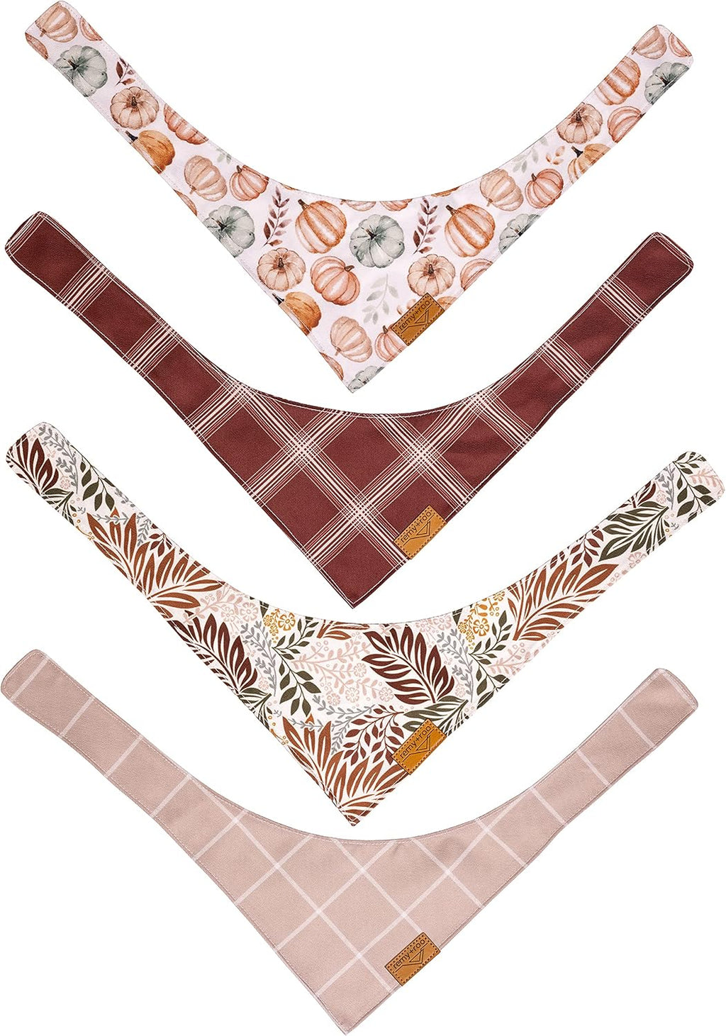 Amber Fall Dog Bandanas Large - 4 Pack - Plaid | Fall Collection | Premium Polyester Fabric | Adjustable Patented Fit | Large 4 Pack - view 8