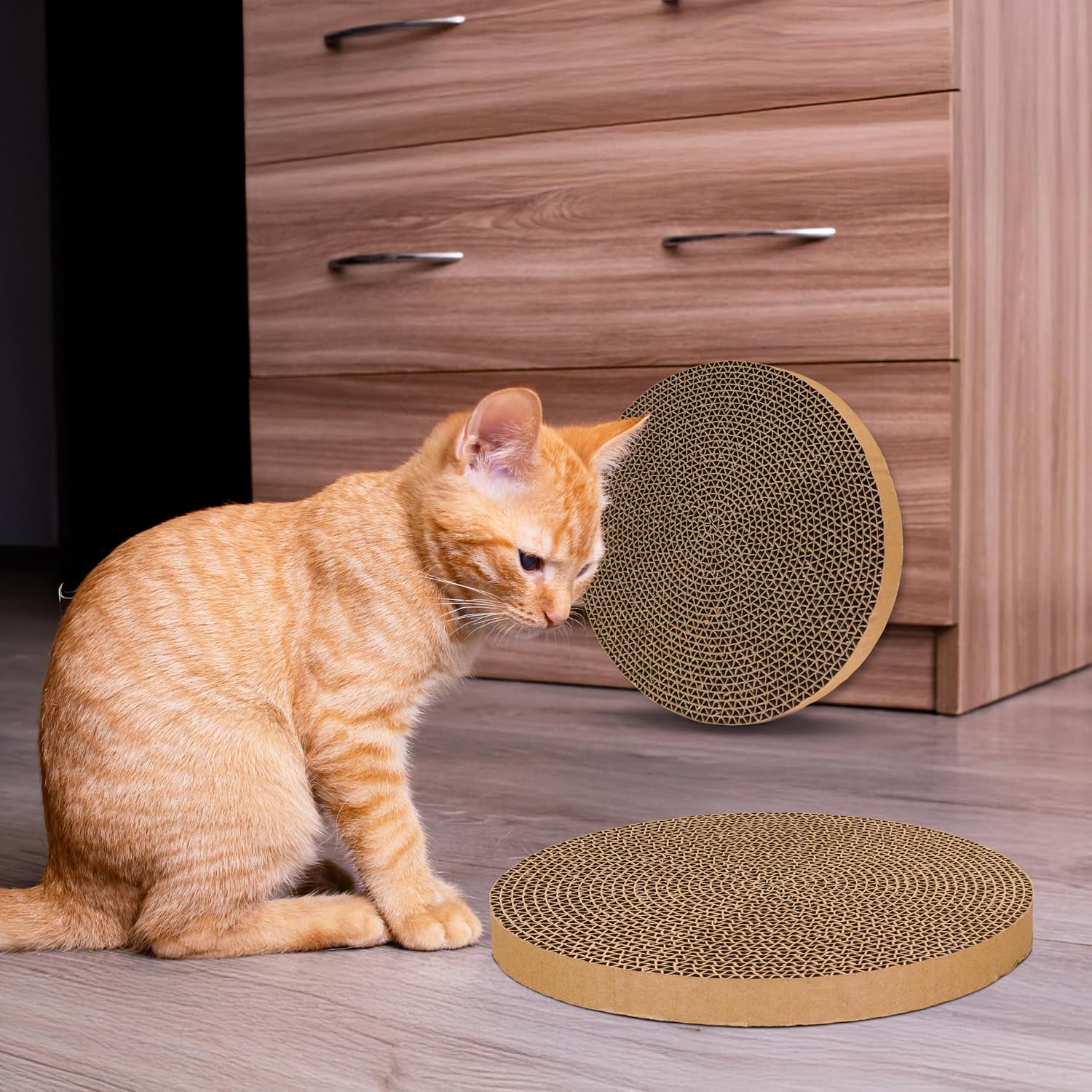 Scratch and spin cat scratcher replacement pads for active play, natural recycled corrugated cardboard, supports pet behaviors, relieves stress - 5 count - view 6