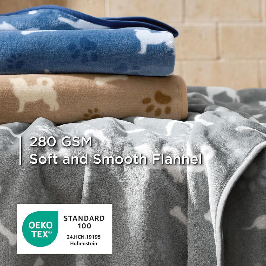 Dog Blanket for Small Dogs Puppy, Flannel Fleece, 3-Pack 23x16 | 280GSM Coral Fleece,Machine Washable Fuzzy Pet Blanket with Dog Prints for Crate Cage, Dog Bed,Puppy Essentials,Doggy Gifts - view 3