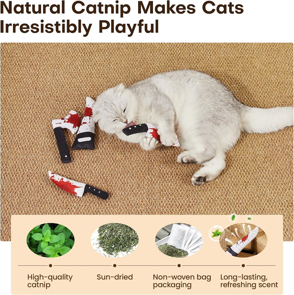 4Pcs Cat Toys, Horror Halloween Knife-Shaped Kitten Catnip Crinkly Sound Toys, Indoor Exercise for All Cat Breeds 6.5 Inches | Crinkly Sound Toys, Indoor Exercise for All Cat Breeds 6.5 Inches - view 3