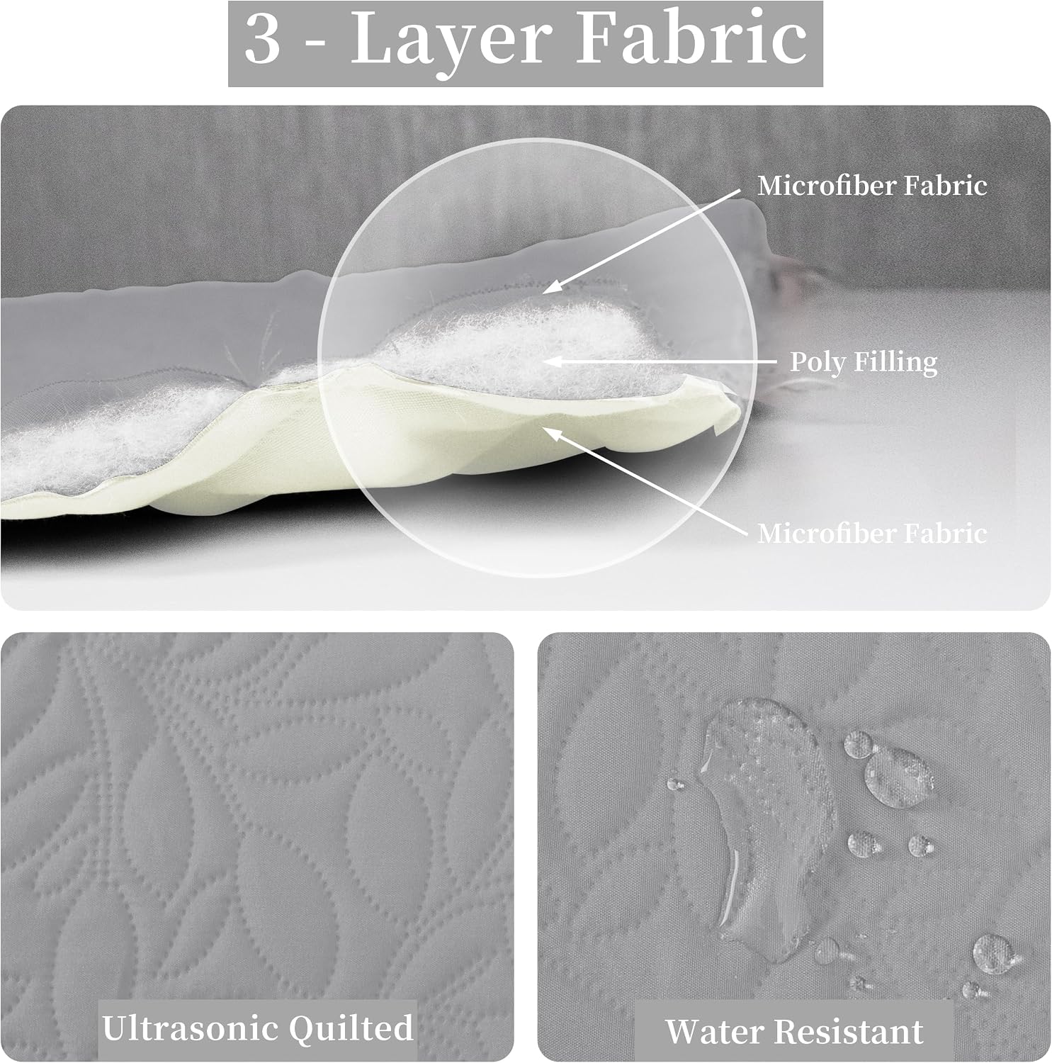 Waterproof Dog Bed Cover Reversible Leak Proof Pet Blanket Replacement Mat for Furniture Washable Couch Cover Sofa Cover for Dogs Cat(82x86 Inch, Light Gray/Ivory) - view 3