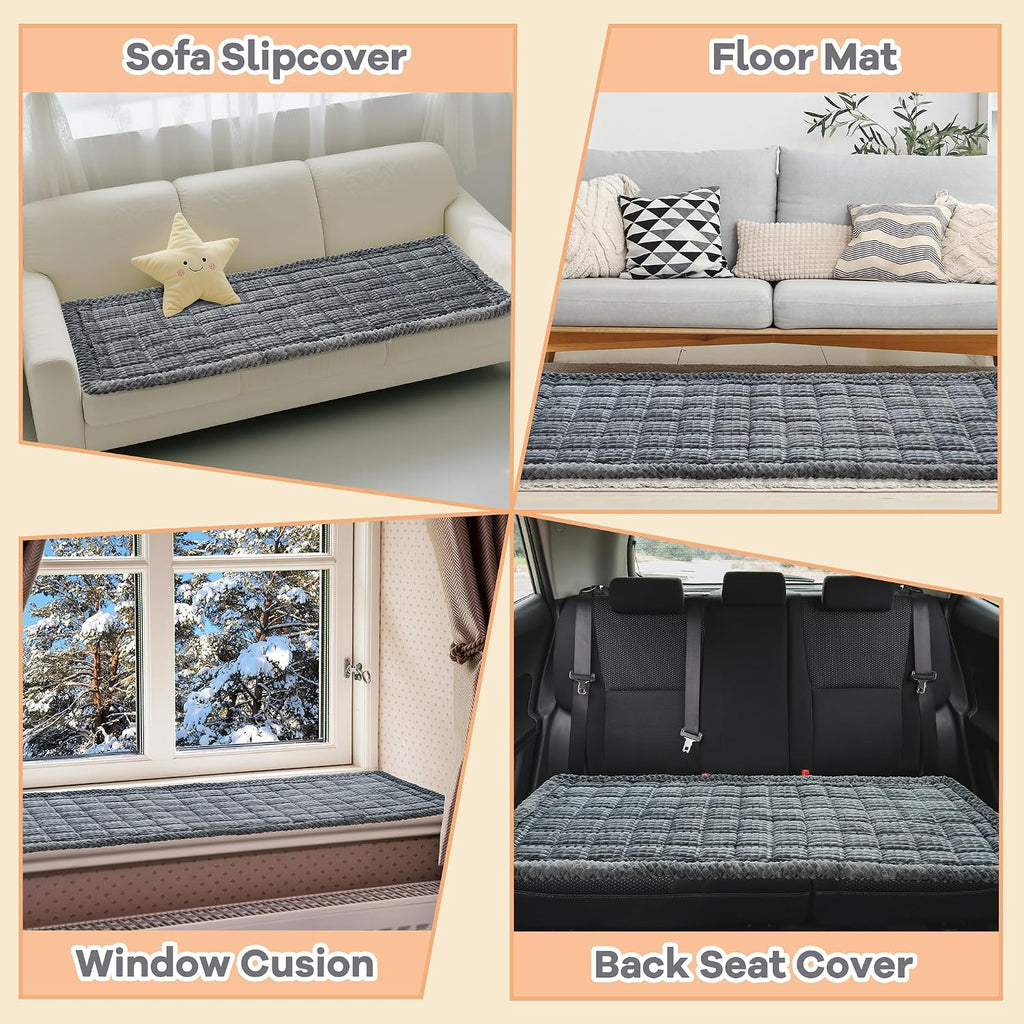 Dog couch cover protector, non slip dog mat grey-59 | non-slip washable dog couch protector blanket, thick soft mat shields sofa from stains & scratches, furniture cover for dogs - view 6