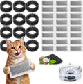 Glass Pet Fountain Filter Compatible with Brook, Cat Water Fountain Filters Kit- 12 Filter Rings & 24 Activated Carbon Pouches, 12 Month Supply Replacement Filters Set