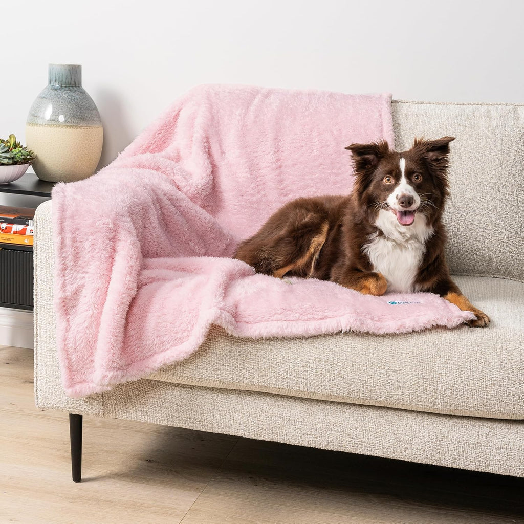 Fluffy Waterproof Dog Blanket for Couch and Bed, Reversible Sherpa Pet Throw, Pee Proof Furniture Protector Sofa Cover, Washable Cat Blanket for Small Medium Dogs and Cats (Pink Blush, 24x32) - view 8