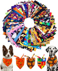 50 Pack Halloween Dog Bandanas Bulk for Large Dogs | Washable triangle bibs scarves,polyester,for medium pets,holiday birthday party grooming accessories