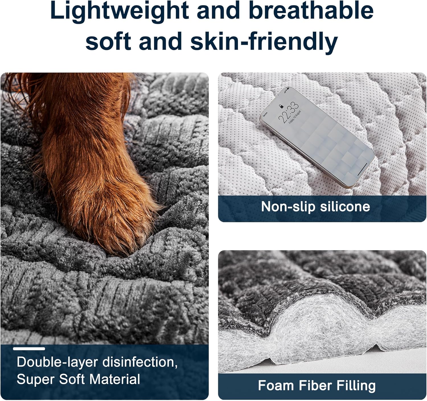 Couch cover for dogs washable, non-slip fuzzy sofa covers for pets | thick soft furniture protector fits loveseat & sectional, against fur & dirt (dark gray, 1pc/36"x65"/seat cover) - view 3