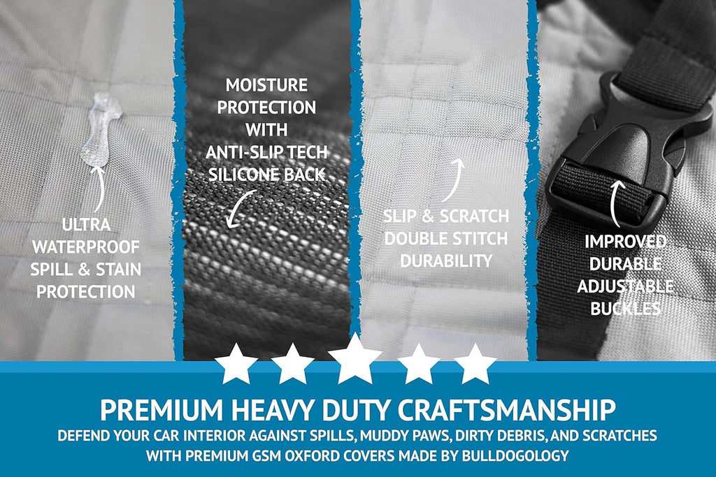 Dog car seat cover waterproof heavy duty bench dog hammock backseat protector from hair, muddy paws, scratches - pet car seat cover for cars trucks SUVs (large, grey) - view 4