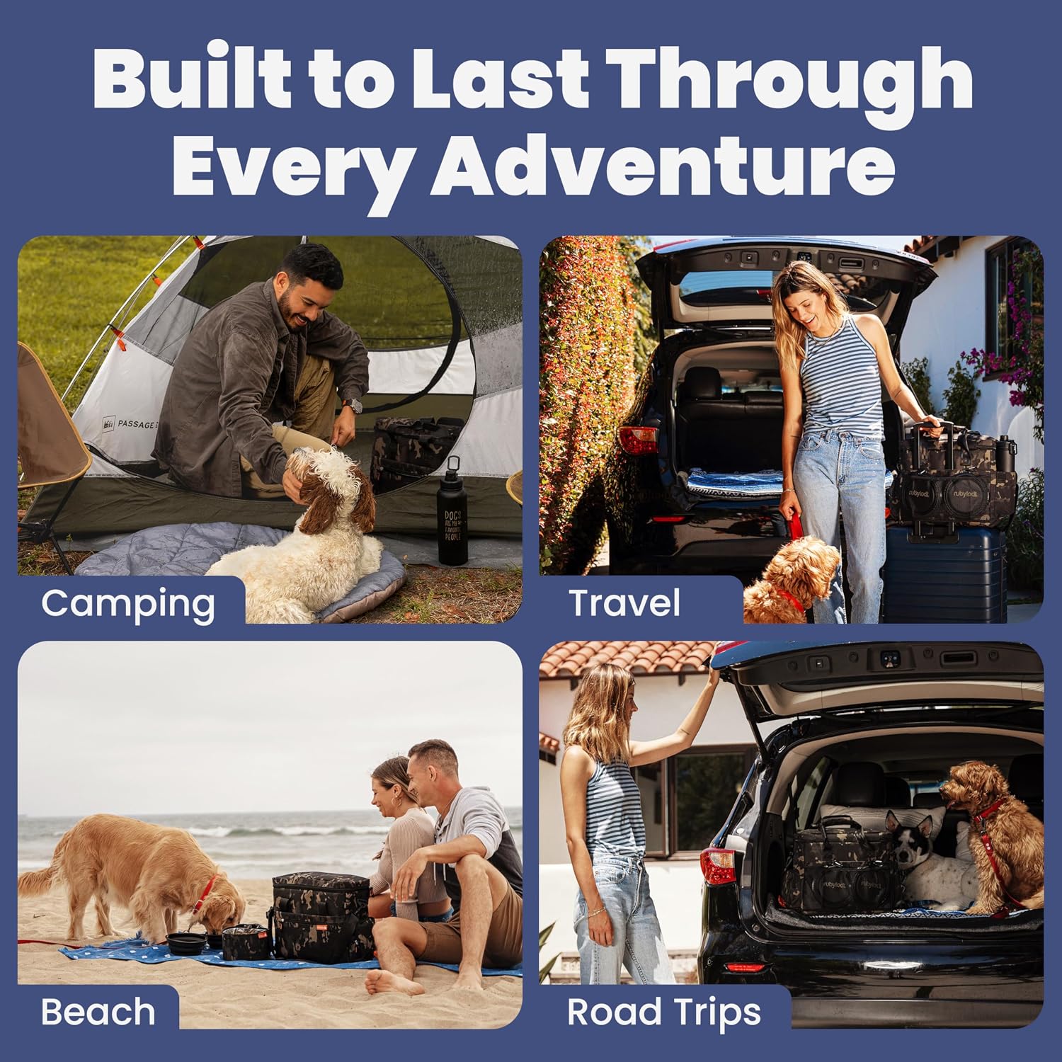 Dog travel bag for supplies with travel bowls | 2 BPA-free collapsible bowls, 2 pet food containers, TSA-ready, road trips, camping, weekend getaways, doggy gift, camo - view 4
